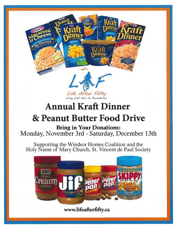 Annual Kraft Dinner & Peanut Butter Food Drive!